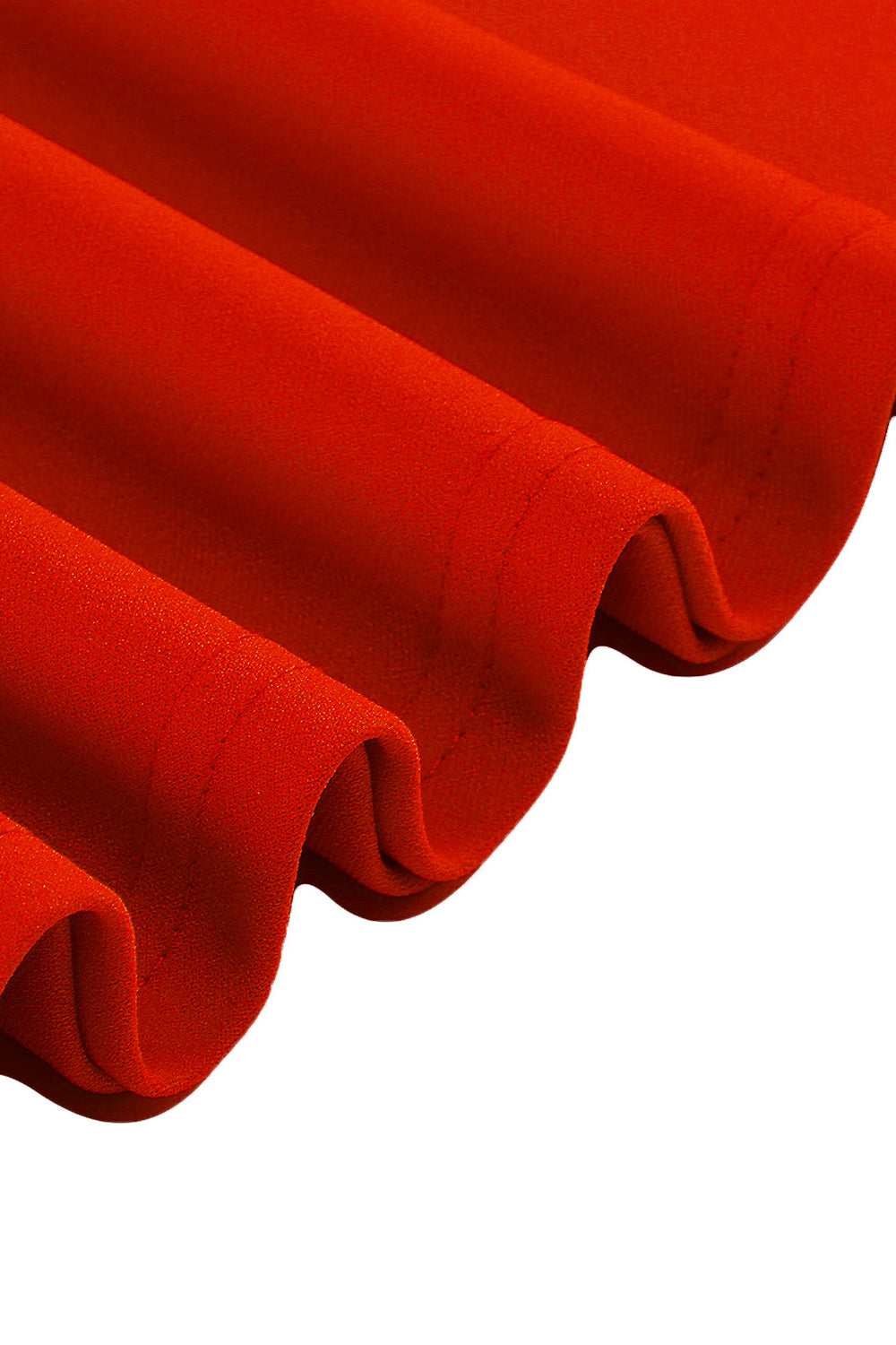 Robe midi abricot style années 50, A-ligne, col en V et demi-manches