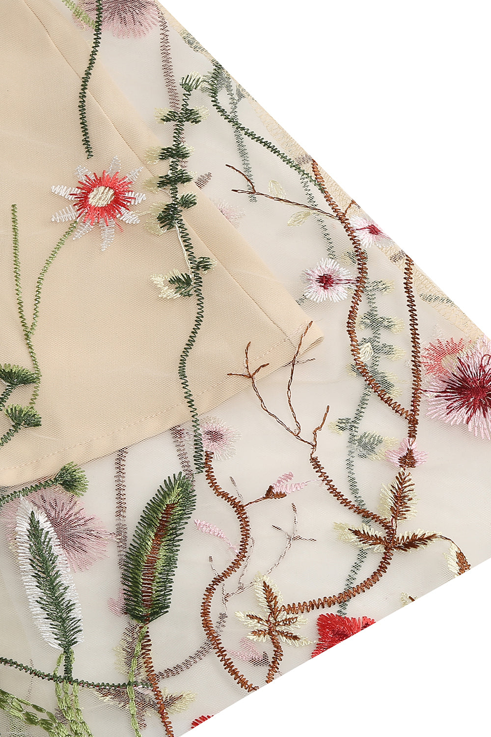 Robe abricot en tulle imprimé, A-ligne à manches courtes style années 50