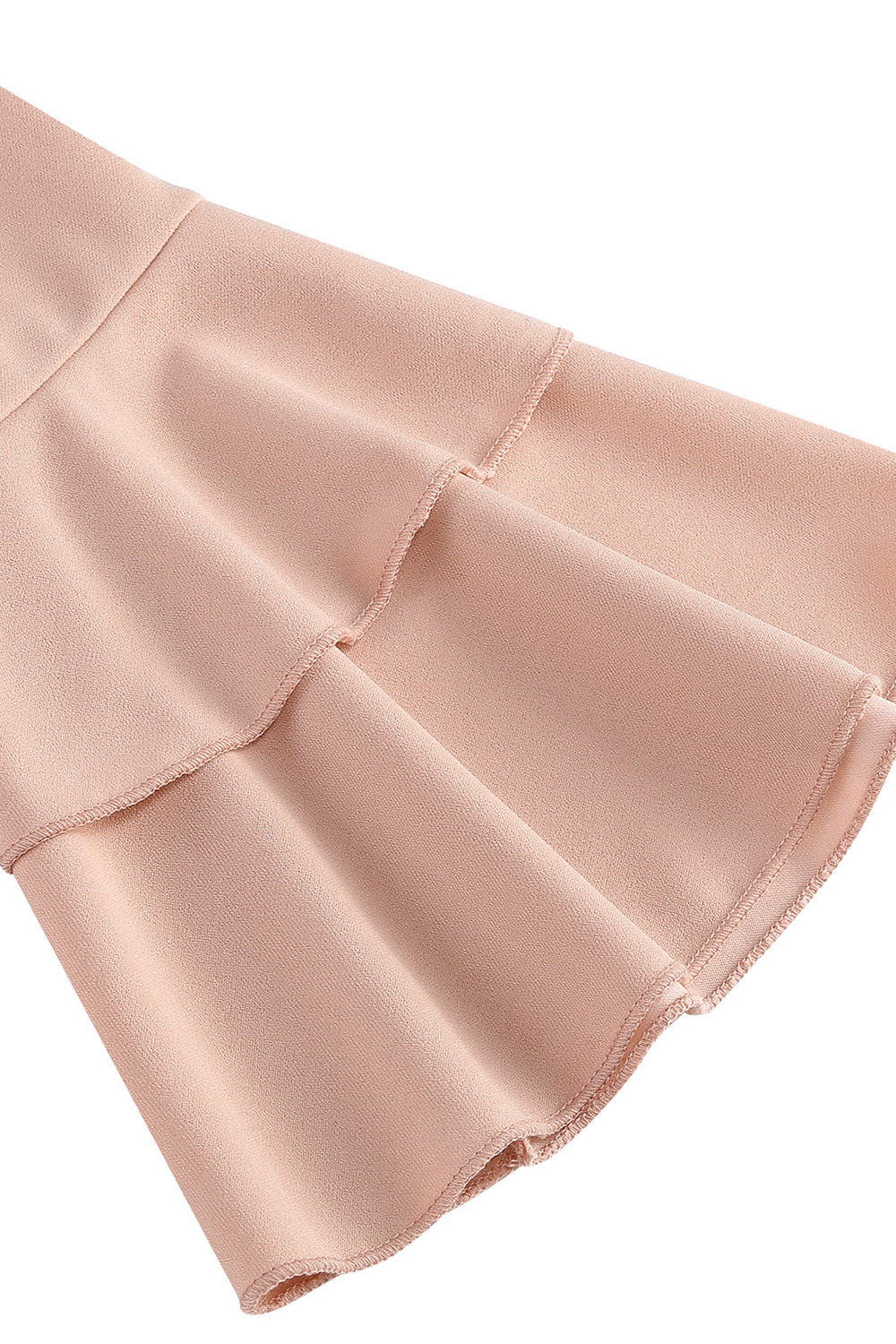 Robe midi abricot style années 50, A-ligne, col en V et demi-manches