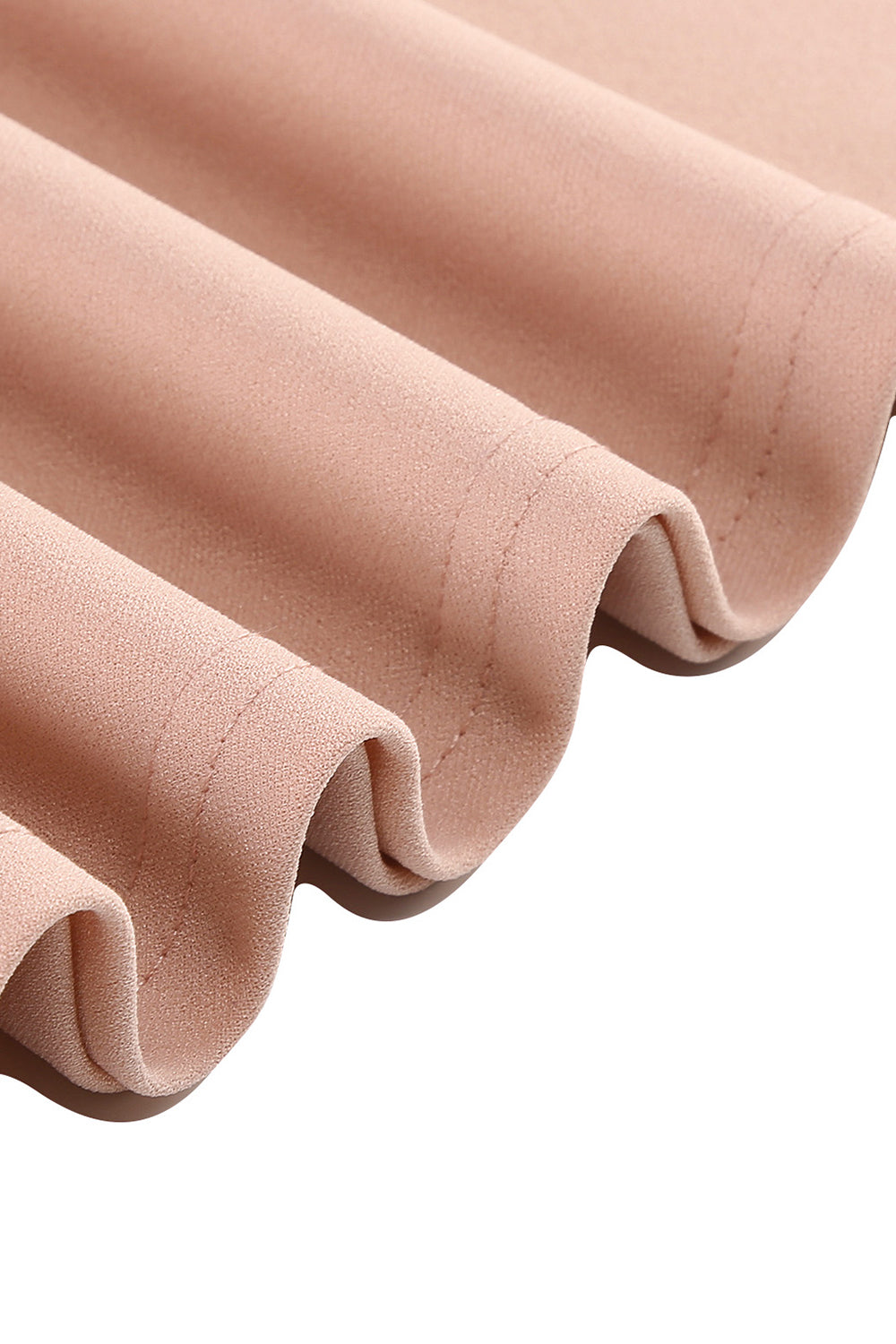 Robe midi abricot style années 50, A-ligne, col en V et demi-manches