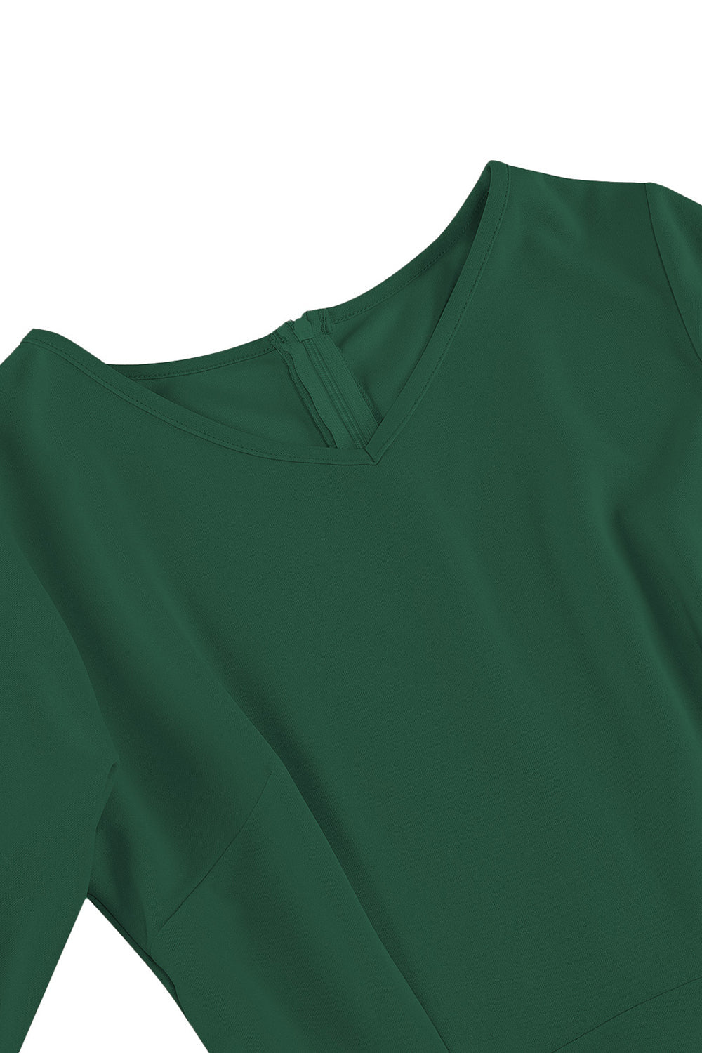 Robe midi abricot style années 50, A-ligne, col en V et demi-manches