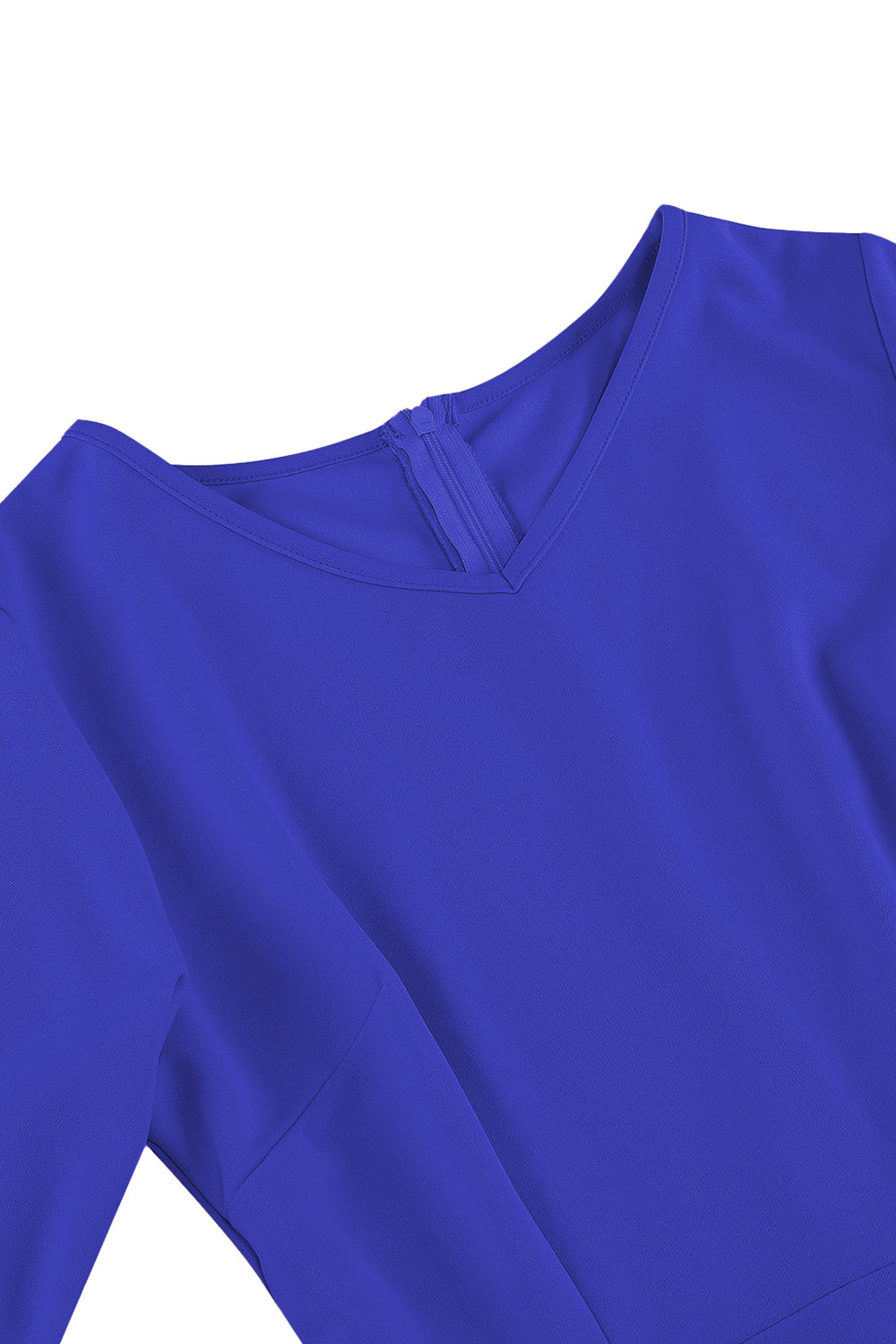 Robe midi abricot style années 50, A-ligne, col en V et demi-manches